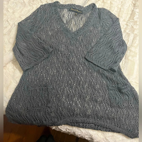 NWOT FRENCH BAZAAR Dark Gray Knit Tunic Top, swim suit cover up Size Large - Picture 3 of 9